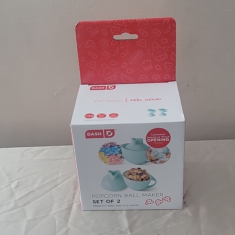 DASH Popcorn Ball Maker - Aqua - Set of 2/Easy Grip Handle/Brand New In Box